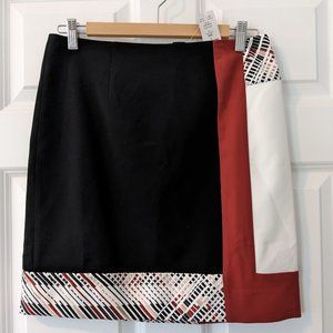 WHBM - Sz. 2 - Black/White/Red Color Block Skirt